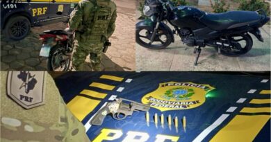 PRF apreende arma de fogo e duas motos furtadas em operações de fim de semana PRF apreende arma de fogo e duas motos furtadas em operações de fim de semana